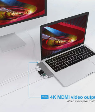 7-in-1 USB-C Hub met HDMI 4K, Thunderbolt 3, SD/TF Kaartlezer & Power Delivery voor MacBook