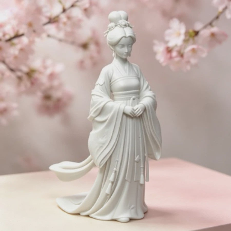Elegant Chinees Hanfu Damesbeeldje - Oosterse Sculptuur 12cm