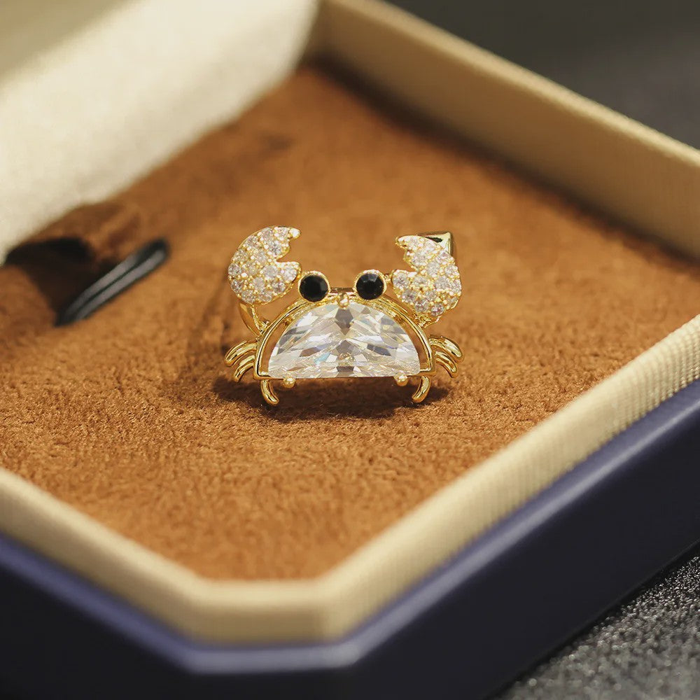 Unieke Krab Broche met Gekleurde Zirkonia - Stijlvol Dames Accessoire