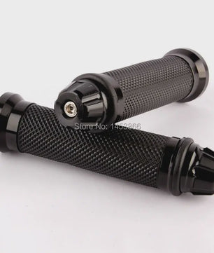 Zwarte Motor Handvatten 7/8'' (22mm) Universeel - Grips met Eindstukken voor Yamaha, Honda, Suzuki, Kawasaki