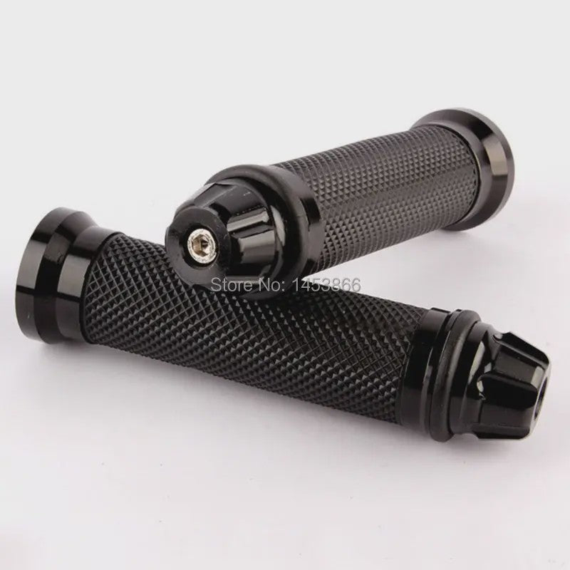 Zwarte Motor Handvatten 7/8'' (22mm) Universeel - Grips met Eindstukken voor Yamaha, Honda, Suzuki, Kawasaki