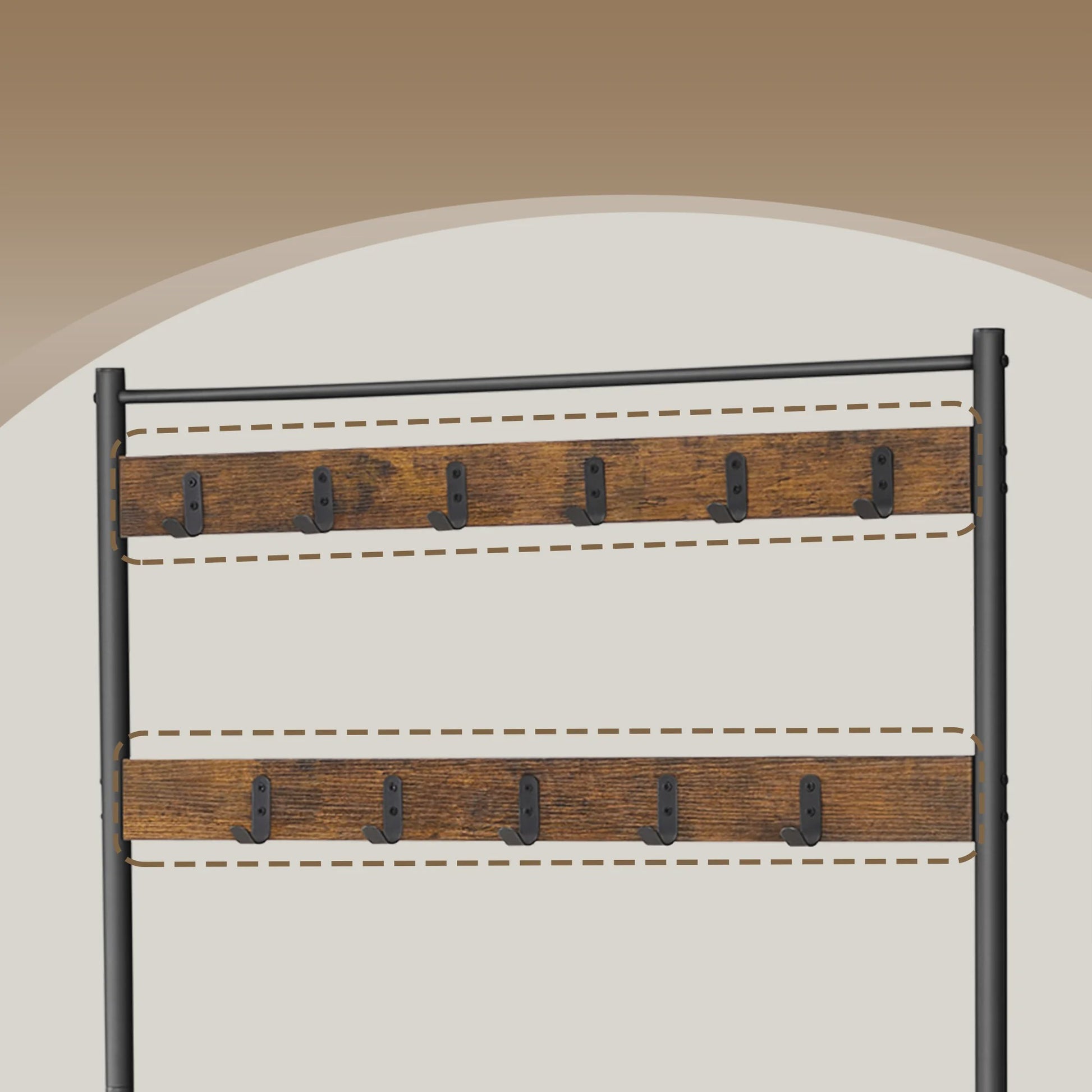 Stijlvolle Kapstok met Zitting en 3 Schoenenplanken - 175 cm Hoog