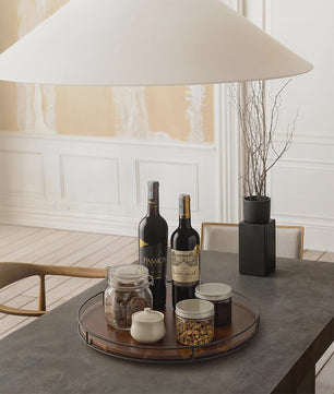 Draaibare Acacia Houten Serveerschaal met Metalen Rand - Keuken Organizer