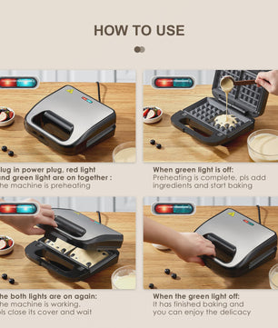 3-in-1 Wafelijzer, Grill & Tosti Apparaat met Verwisselbare Platen