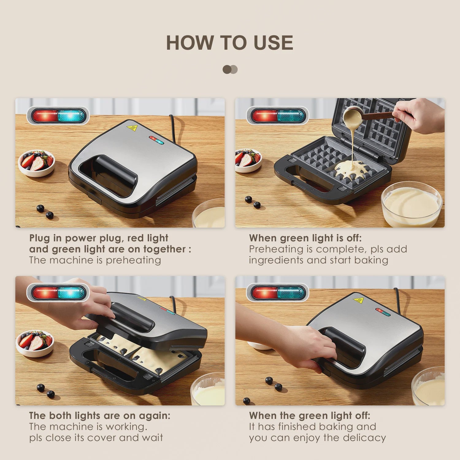 3-in-1 Wafelijzer, Grill & Tosti Apparaat met Verwisselbare Platen