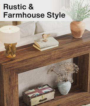 47 Inch Console Tafel met Opbergruimte - Landelijke en Industriële Stijl voor Hal en Woonkamer