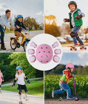 Kinder Helm & Beschermers Set Roze - Verstelbaar voor Fiets, Skateboard, Scooter
