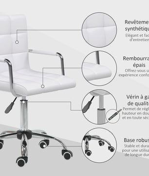 HOMCOM desk Chair armchair manager pivoting height adjustable white padding synthetic coating