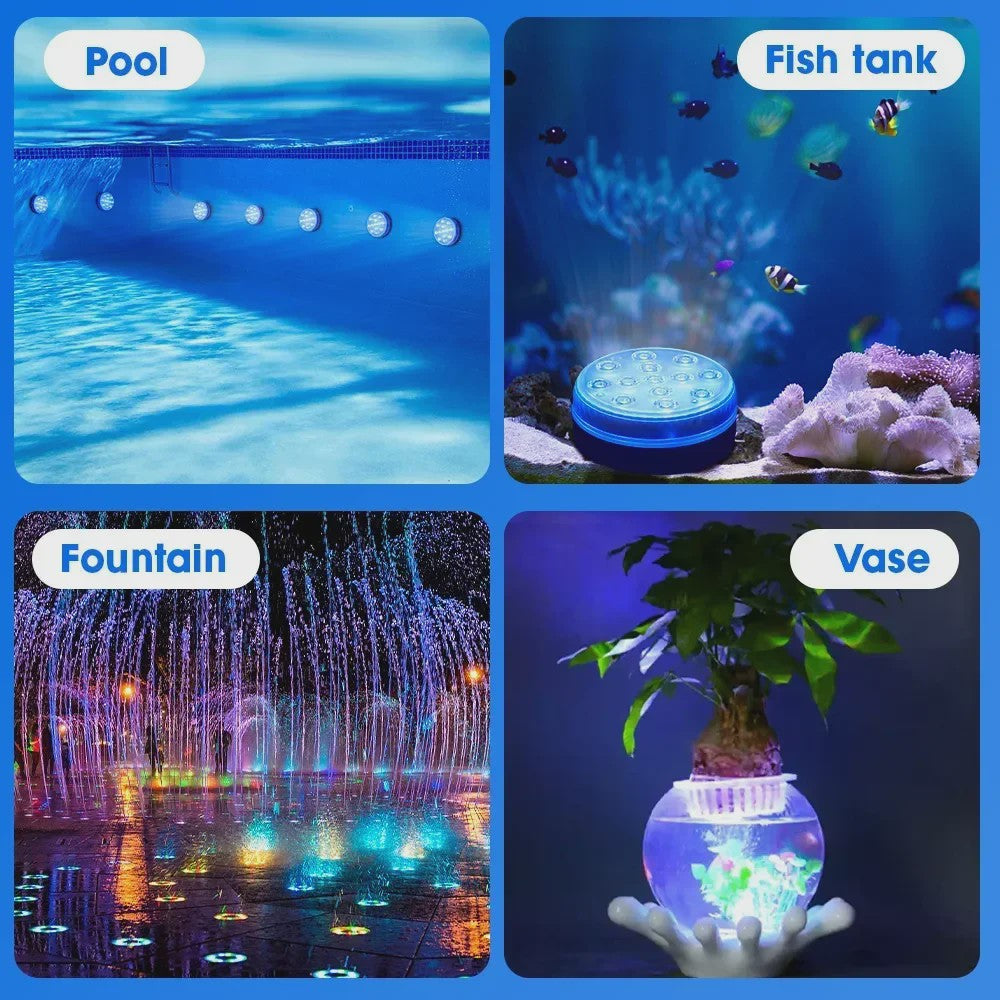 Waterdichte Onderwater LED Lamp met Afstandsbediening - 13 LEDs, RGB Kleuren, IP68