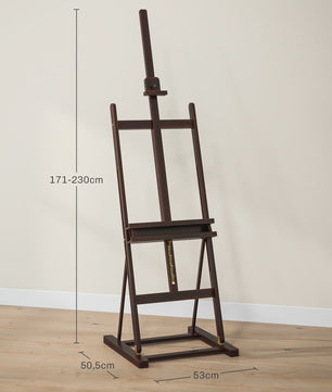 Vinsetto Houten Schildersezel - Verstelbare Hoogte 171-230cm, Kantelbaar tot 80°, Met Opbergvak