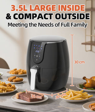 Airfryer 3.5L 1500W - 12 Programma's & Vaatwasserbestendig - Compact & Krachtig