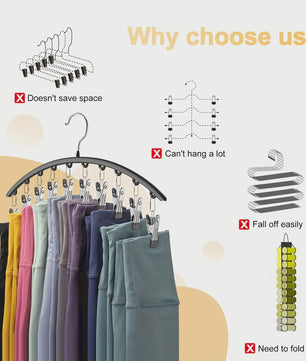Ruimtebesparende Hanger voor Yogabroeken met 10 Clips - Organiseer je Leggings en Broeken