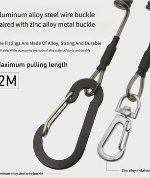 2 Meter Visco Lanyard met Hengelband - Intrekbaar Anti-Verlies Koord met Karabijnhaak
