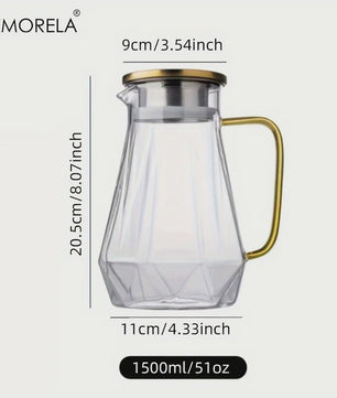 Luxe Glazen Waterkan met Diamantstructuur - Perfect voor Koude en Warme Dranken