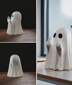 Grappig Spookje met Middelvinger - Schattige Halloween Decoratie voor Huis & Tafel