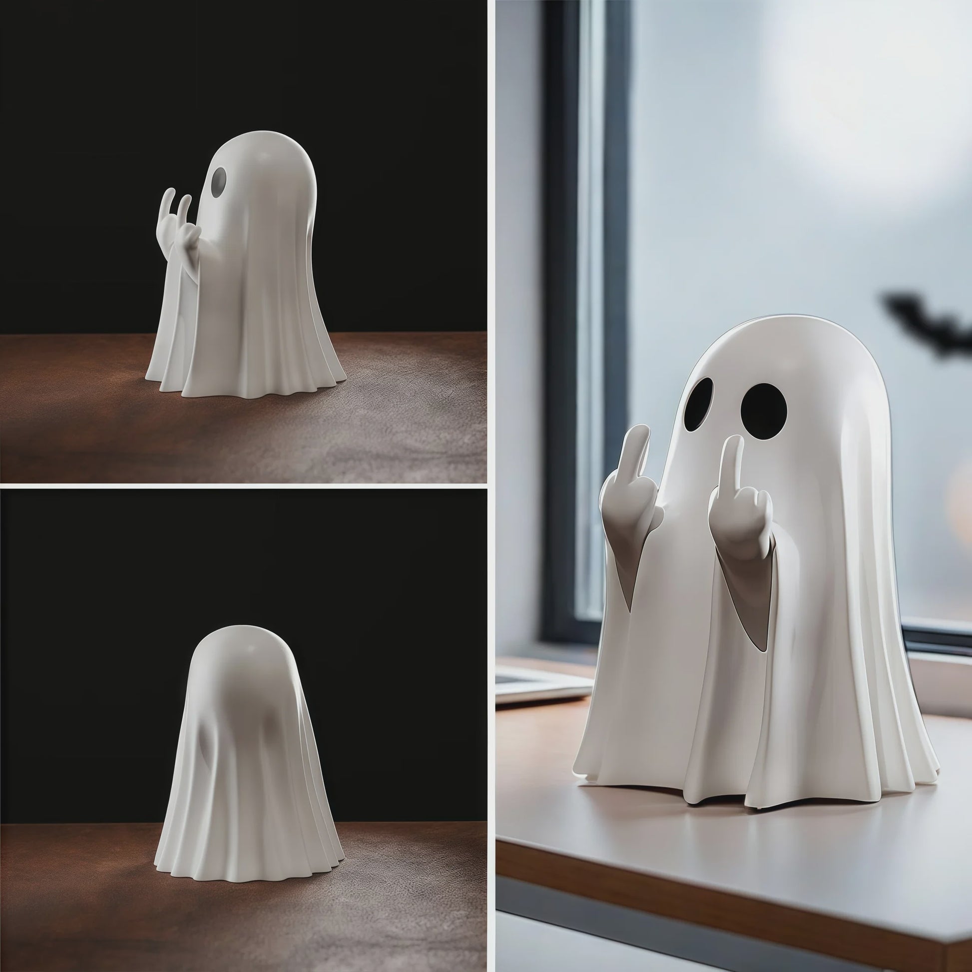 Grappig Spookje met Middelvinger - Schattige Halloween Decoratie voor Huis & Tafel