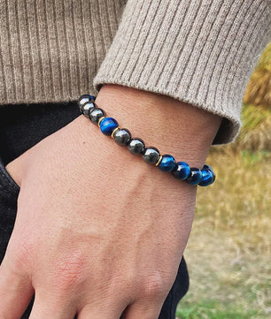 Handgemaakte Tijgeroog & Hematiet Kralen Armband - Energie & Meditatie Sieraden