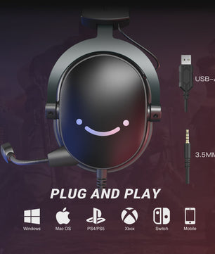 FIFINE H9 Gaming Headset met 7.1 Surround Sound, USB & 3.5mm Jack, Volume & Mute Controle voor PC, Mac, PS4/PS5