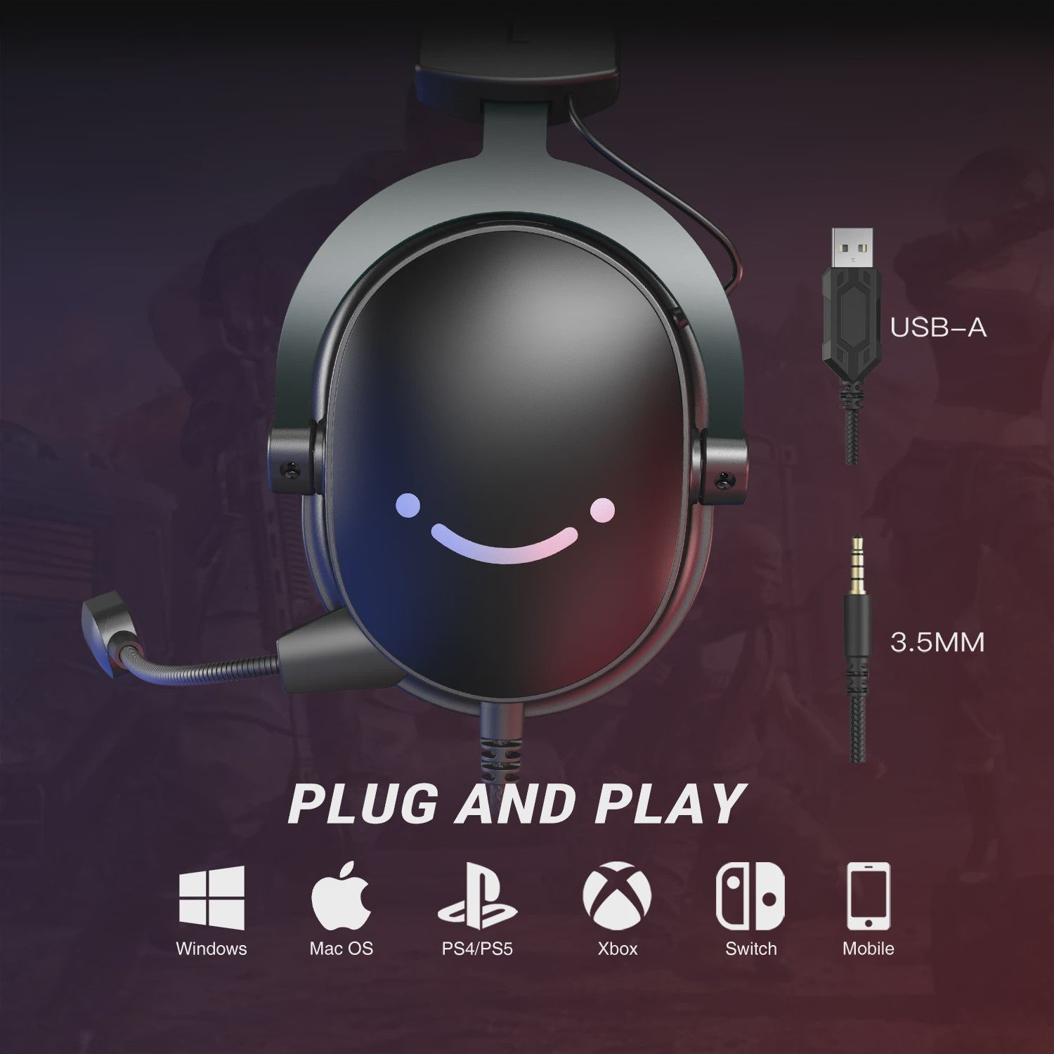 FIFINE H9 Gaming Headset met 7.1 Surround Sound, USB & 3.5mm Jack, Volume & Mute Controle voor PC, Mac, PS4/PS5
