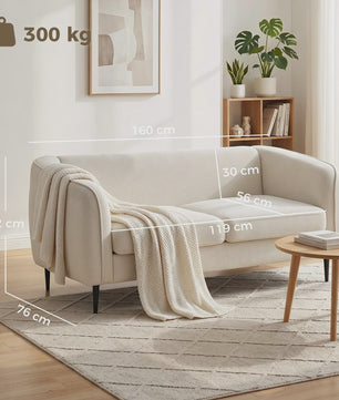 HOMCOM Sofa Velours Beige - Comfortabele 2-zits bank met verende kussens