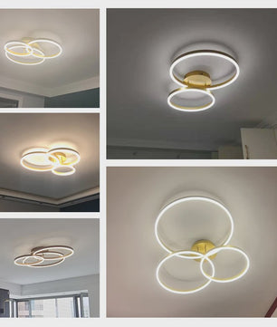 Moderne LED Plafondlamp 3 Cirkels - Goud/Koffie - Woonkamer & Slaapkamer