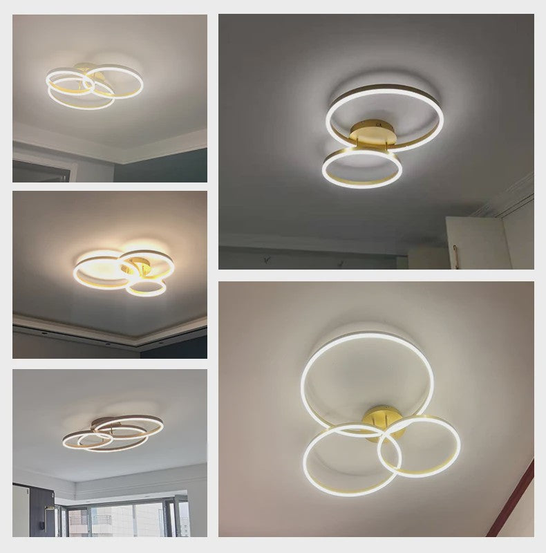 Moderne LED Plafondlamp 3 Cirkels - Goud/Koffie - Woonkamer & Slaapkamer