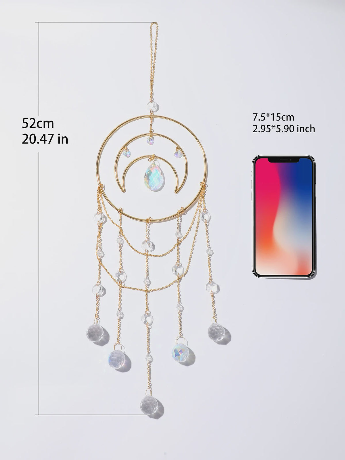 Gouden Maan Kristal Suncatcher - Regenboog Prisma Hanger voor Ramen & Tuin - Boho Decor Cadeau