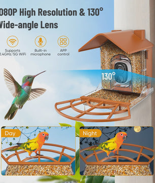 Slimme Vogelvoederhuisje met Camera & Zonnepaneel - AI Vogelherkenning