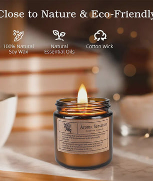 Aromatherapie Kaars in Bruin Glazen Pot - Geurkaars voor Huisdecoratie & Cadeau