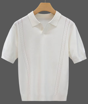 Luxe Gebreide Polo Heren - Zomer Ice Silk Korte Mouw