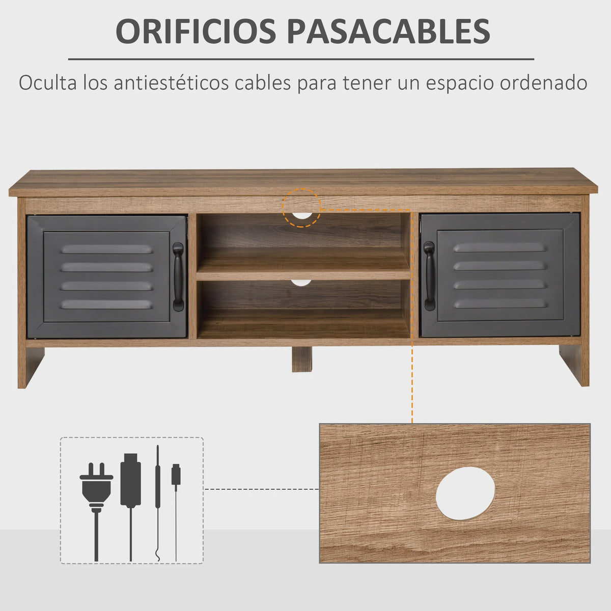 Homcom Tv Cabinet for 42" Televisions with 2 Doors and 2 Shelves 109X35X38Cm