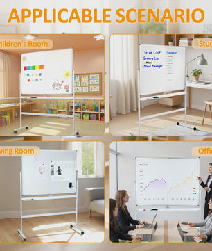 Dubbelzijdig Verrijdbaar Whiteboard 90x120cm - Magnetisch & Uitwisbaar