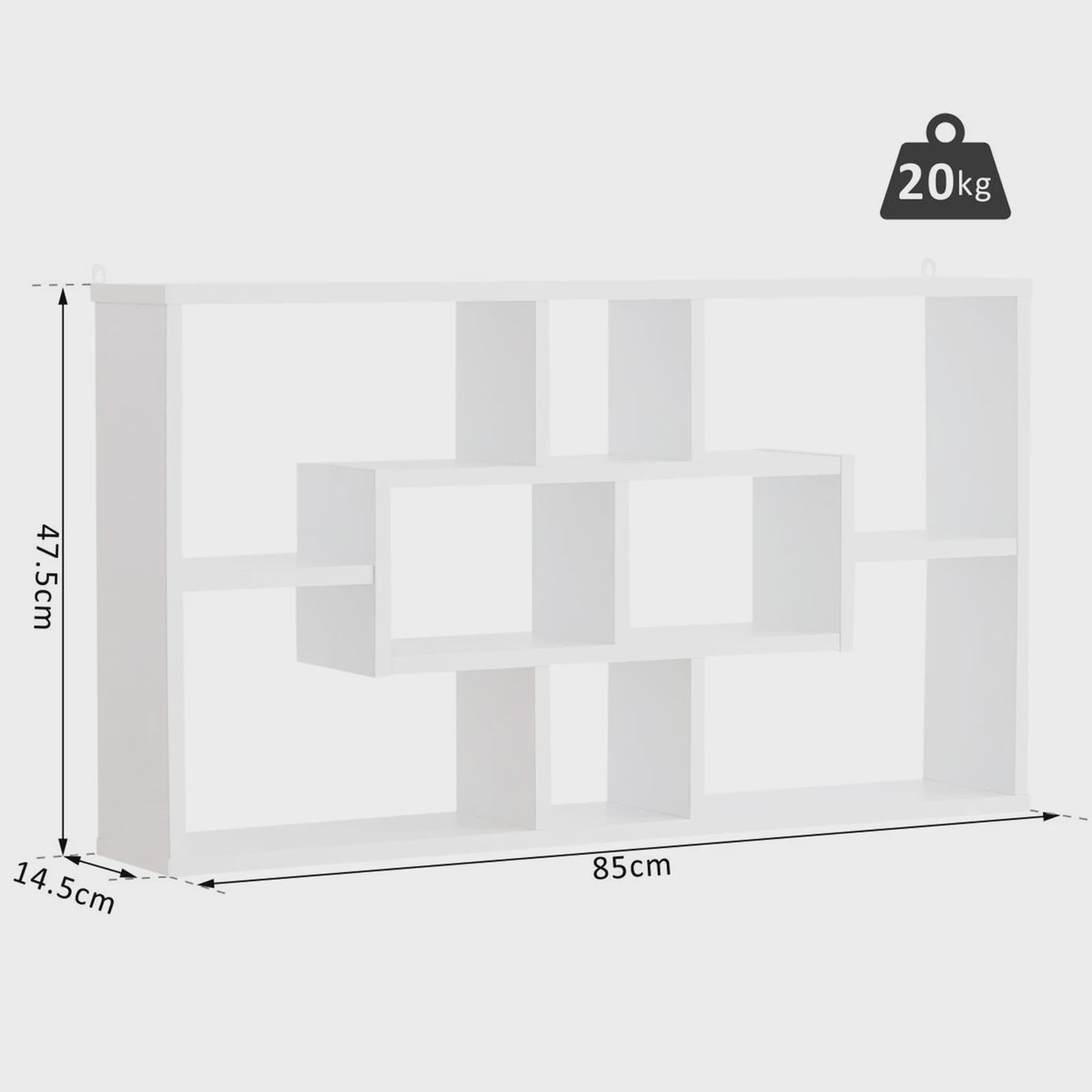 HOMCOM wall shelf set of 8 shelves wooden CDs book shelf