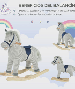 Homcom Children's Rocking Horse for Children +3 Years with Sound 73X35X64Cm Gray