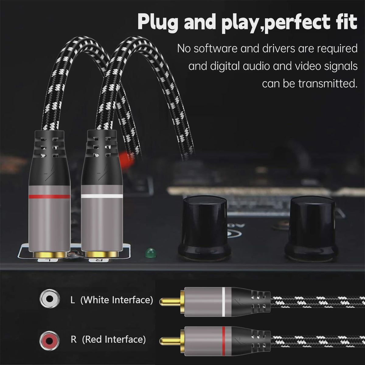 HIFI RCA Audiokabel 2RCA naar RCA - Stereo Audio Verbinding voor Home Theater, TV, Versterker