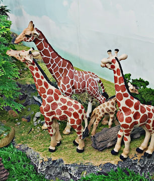 Realistische Wilde Dieren Figuren Set: Okapi, Giraf, Gnu & Zebra - Educatief Speelgoed voor Kinderen