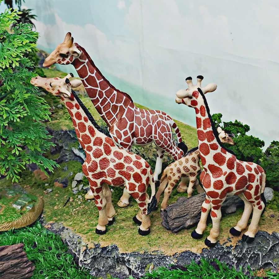 Realistische Wilde Dieren Figuren Set: Okapi, Giraf, Gnu & Zebra - Educatief Speelgoed voor Kinderen