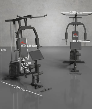 HOMCOM Krachtstation Fitness Station Multigym - Zwart