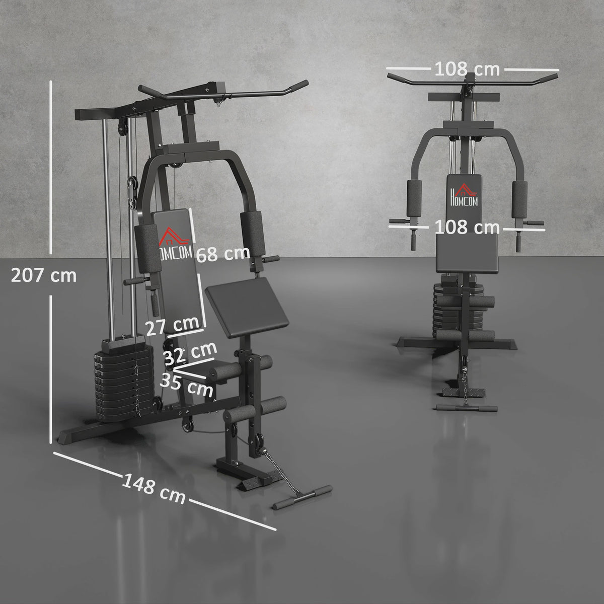 HOMCOM Krachtstation Fitness Station Multigym - Zwart