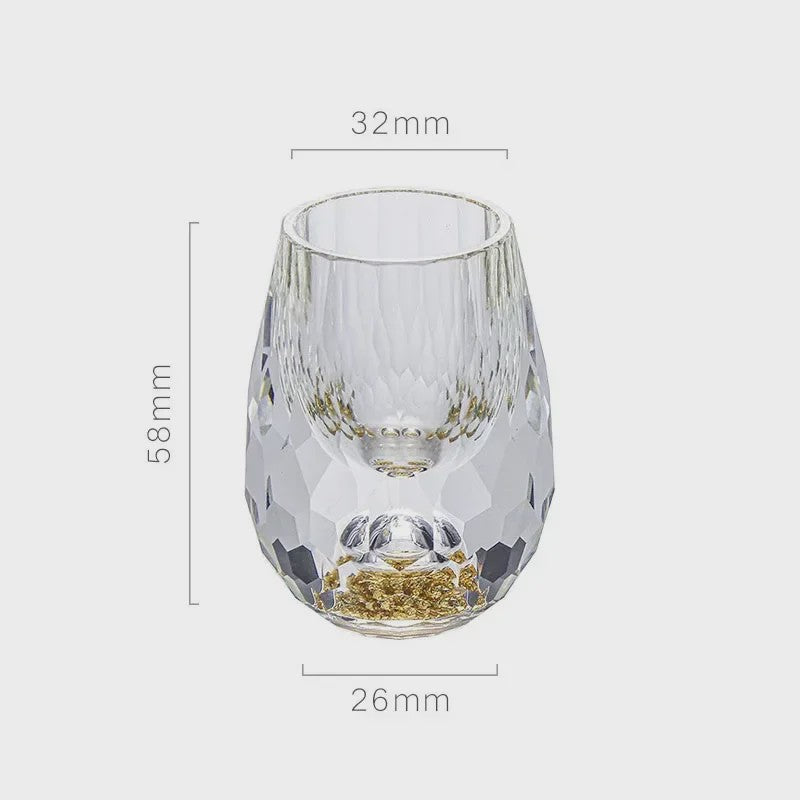 Luxe Kristallen Borrelglaasje met Dubbele Bodem en Gouden Folie - Perfect Cadeau