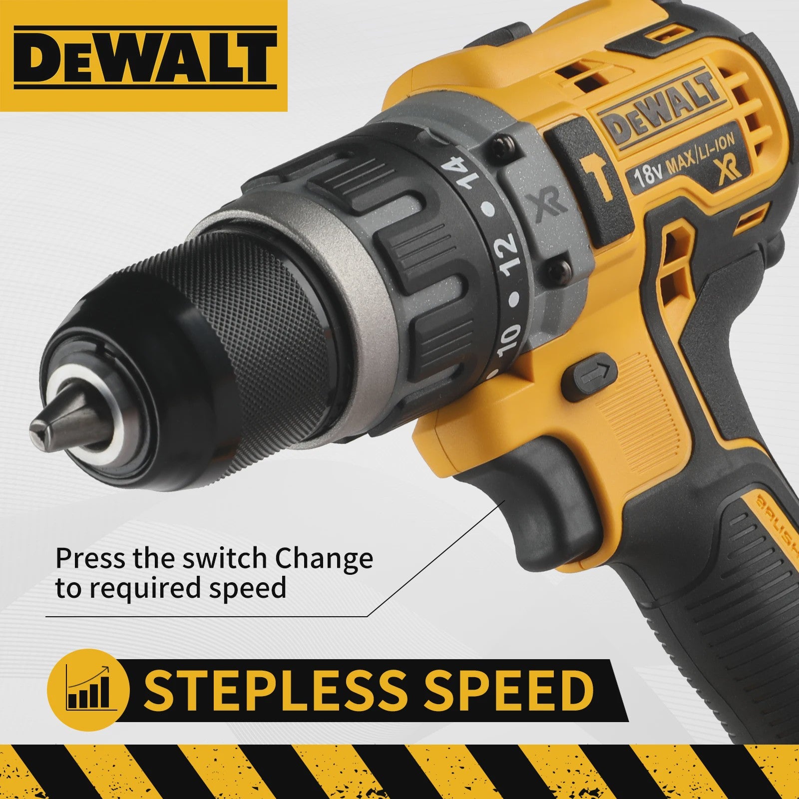 DeWalt DCD796 Accuboormachine 20V Brushless - 2200 RPM, 70Nm, 14+1 Koppeling