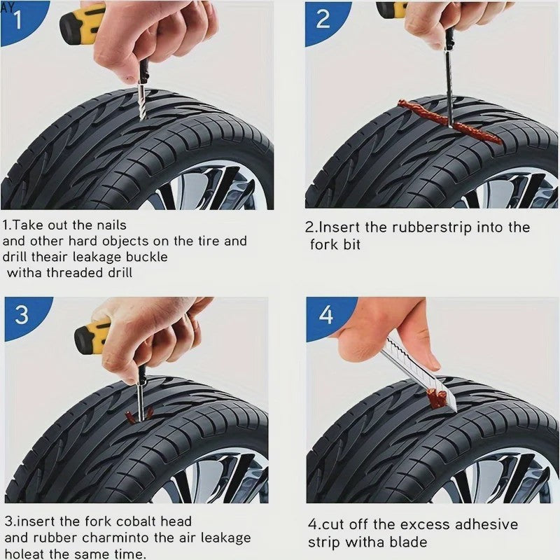 Noodbandreparatieset - Heavy-Duty Lijm & Rubberstrips voor Auto, Truck, Camper