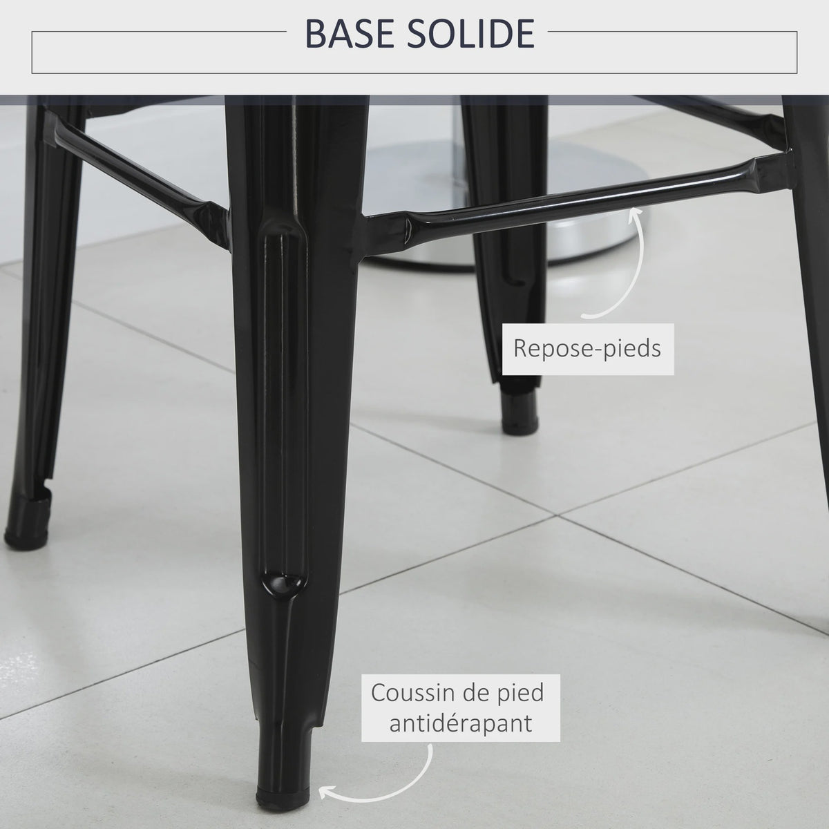 Homcom Set of 4 Metal Bar Stools High Stool Industrial Bar Chair with Backrest Seat Height 76.5 cm Black Metal