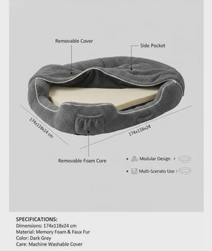 Luxe Orthopedisch Hondenkussen 174x118x24 cm - Memory Foam & Afneembare Hoes