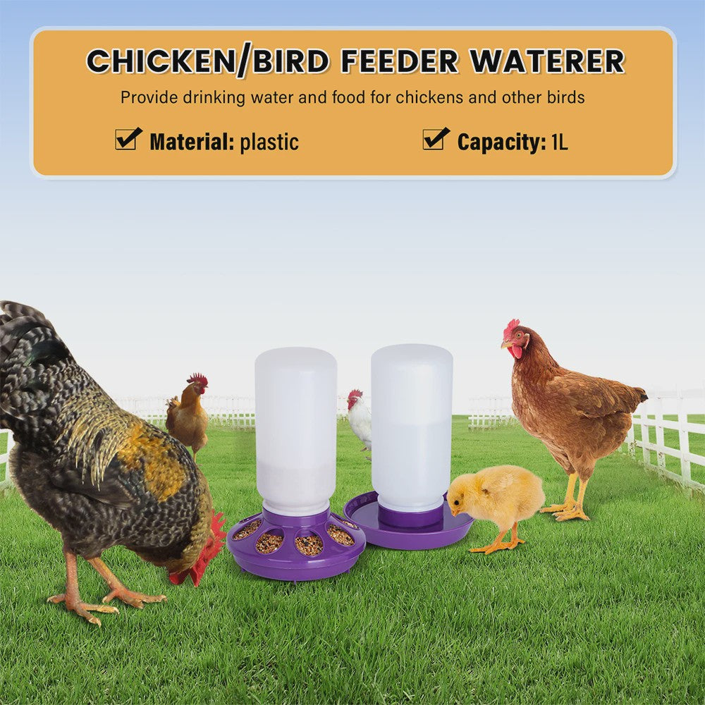 Automatische 1L Kippenvoerbak en Waterdispenser voor Kuikens en Vogels