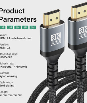 HDMI 2.1 Kabel 8K 60Hz 4K 120Hz Ultra High Speed HDR - Diverse Lengtes