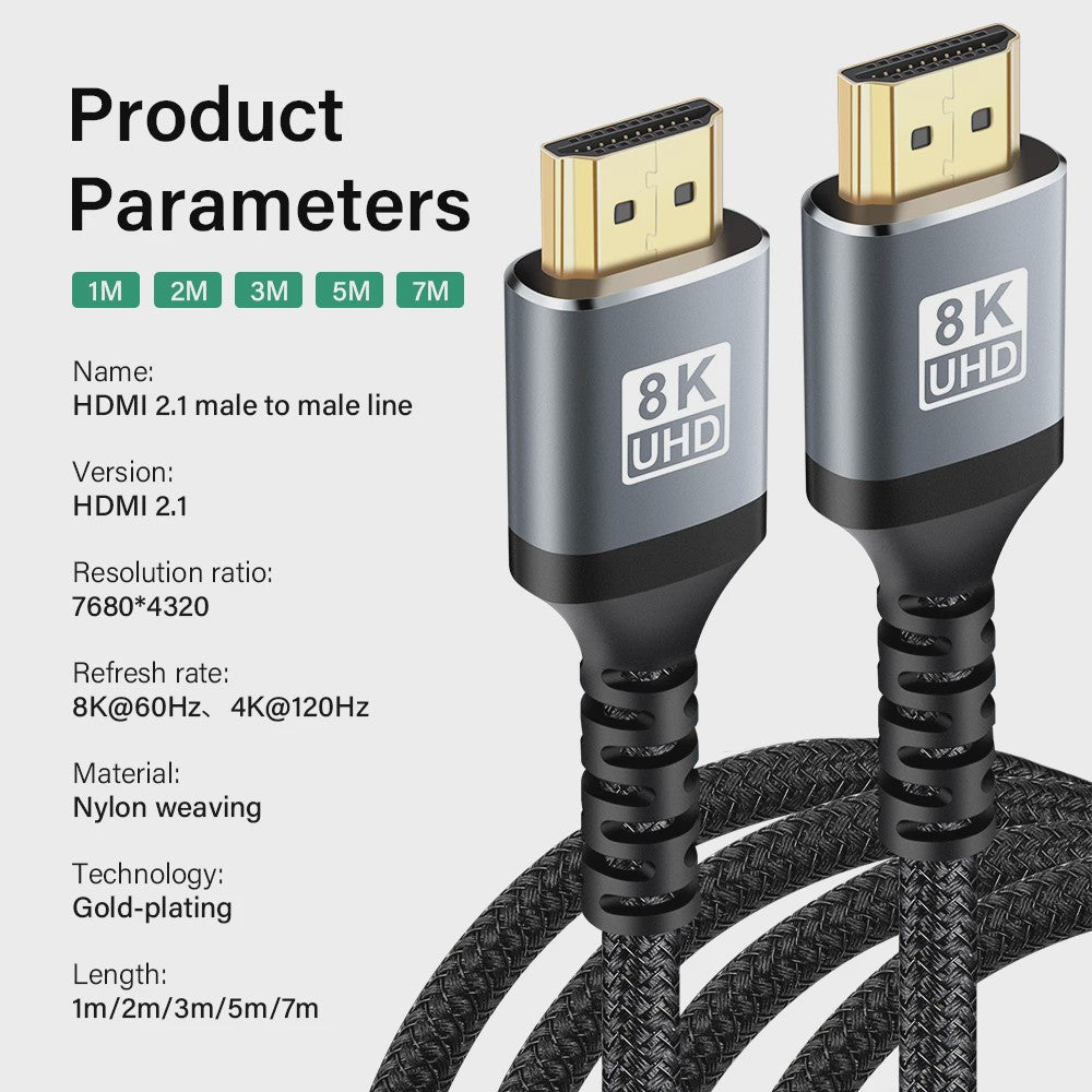 HDMI 2.1 Kabel 8K 60Hz 4K 120Hz Ultra High Speed HDR - Diverse Lengtes