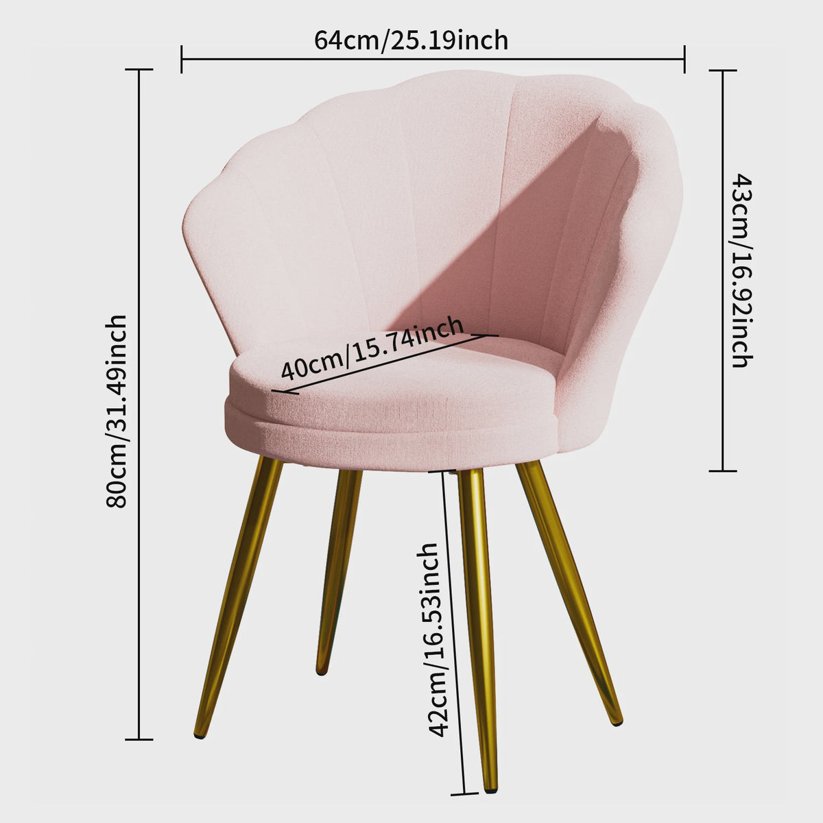 Comfortabele Fluwele Schelpstoel met Gouden Metalen Poten - Stijlvolle Accentstoel voor Woonkamer & Slaapkamer