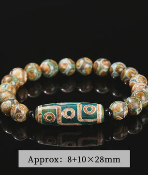 Tibetaanse Dzi Agate Armband met 9 Ogen - Retro Buddha Gebedssieraad