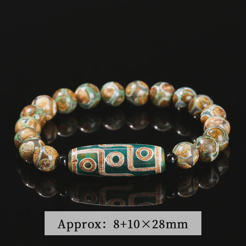 Tibetaanse Dzi Agate Armband met 9 Ogen - Retro Buddha Gebedssieraad